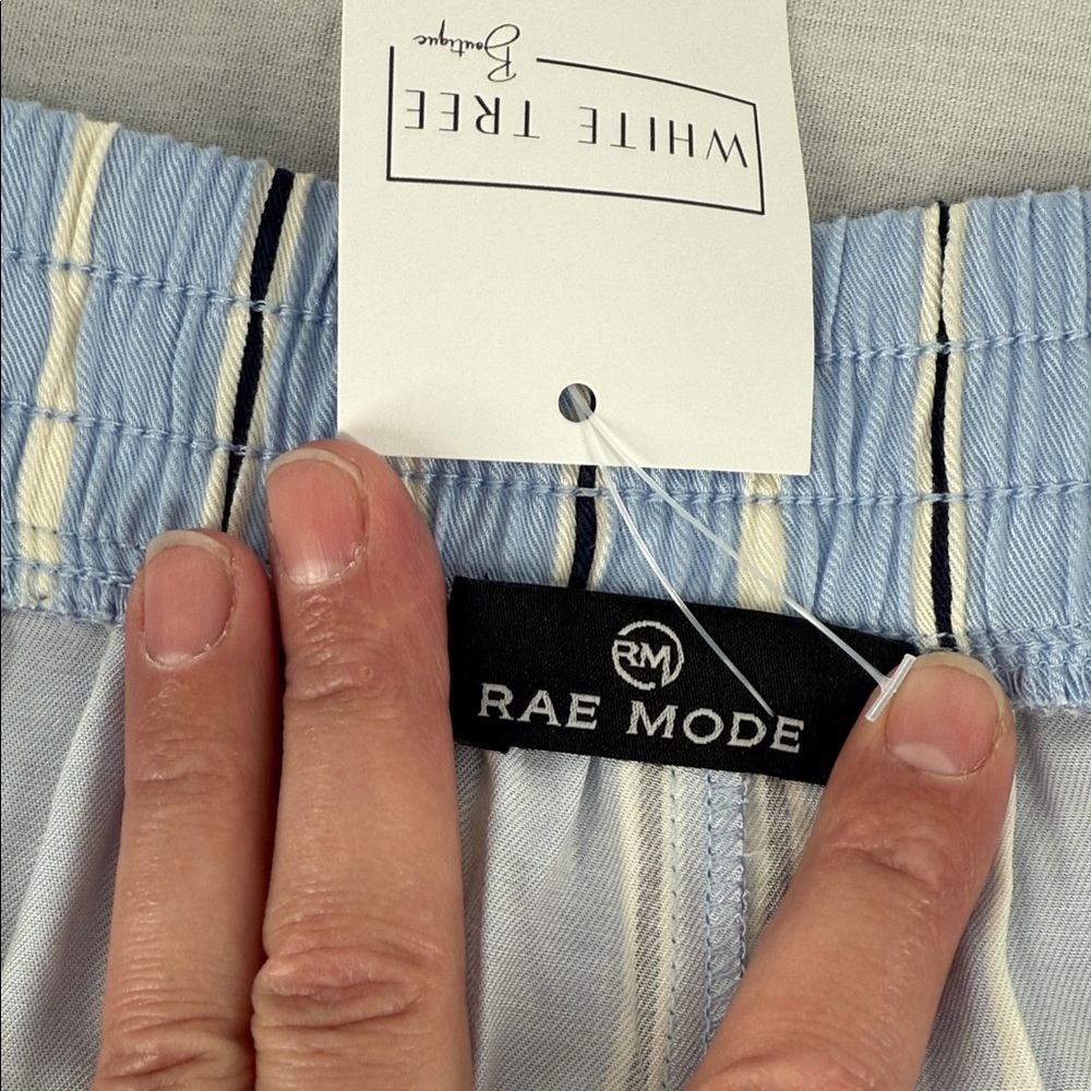 Rae Mode Pants Wm 1X Seneca Light Blue Striped Wide-Leg Button Close - Picture 5 of 9